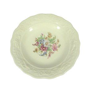 Tea Cup Saucers Scalloped Embossed Rim Floral Pattern in Center Set of 8